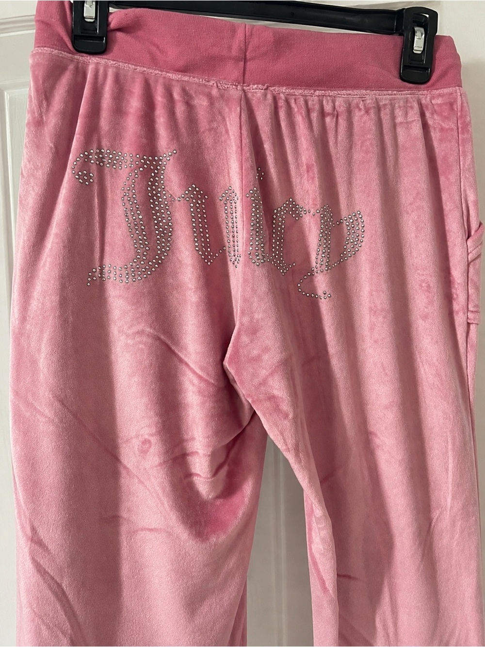 Juicy Couture Pink Velour Rhinestone Pants Size S Y2K 
Flare Bling Logo